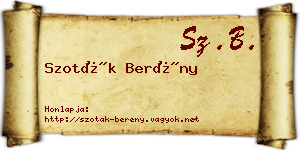 Szoták Berény névjegykártya